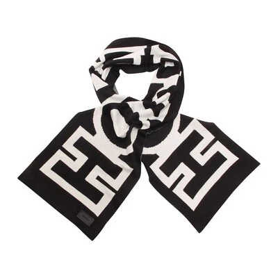 8651AQ sciarpa uomo MOSCHINO man wool blend scarf black/white — 第 1/4 张图片