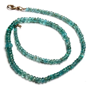 Collar de 16" cuentas rondelle lisas de piedras preciosas de apatita verde natural de tamaño de 3 a 7 mm - Imagen 1 de 4