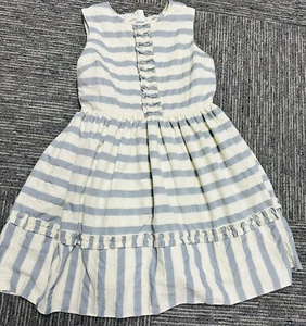 Mini Boden Mädchen Gr. 15-16 blau creme gestreift gefüttert ärmellos Kleid Tüllrock - Bild 1 von 12