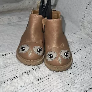 Wonder Nation Toddler Girls Size 5 Brown Owl Side Zip Chelsea Boots NEW - Picture 1 of 5
