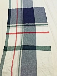 Bufanda J Crew Bufanda a Cuadros de Gran Tamaño Mezcla de Lana Marfil Rojo Verde Azul 88"x27.5" - Imagen 1 de 4