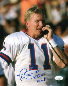 PHIL SIMMS HAND SIGNED 8x10 COLOR PHOTO SUPER BOWL MVP INSCRIPTION JSA - Picture 1 of 1