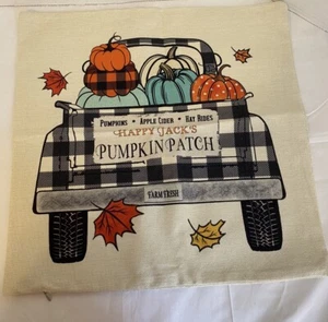 Thanksgiving Sofa Throw Pillow Cover/Case Fall Harvest Truck NWOT!!! - Picture 1 of 5