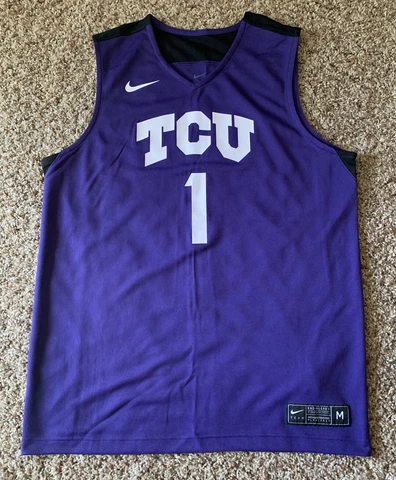NEW Nike TCU Horned Frogs #1 Basketball Jersey Mens Medium Purple Miles Cover