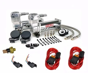 VIAIR 444C DUAL Chrome Compressors Relays Pressure Switch Power Wires - Picture 1 of 1