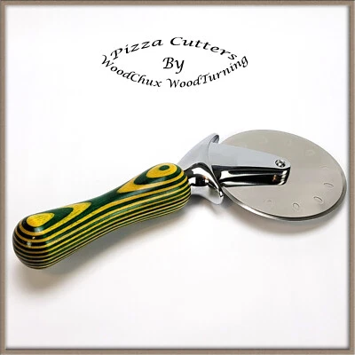 Handmade Spectraply Wood Pizza Cutter or Ice Cream Scoop Heavy Stainless 429 - Image 1 of 4