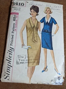 Vintage Schnittmuster Simplicity 5410 - Gr. 14 - abnehmbarer Kragen - Bild 1 von 2