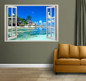 Tropical Nature Beach Mountains 3D Effect Window Sticker Wall Poster Vinyl 3/53 - Picture 1 of 2