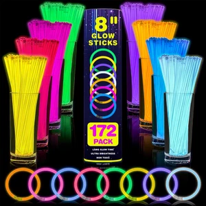 172 Stück Ultrahelle Leuchtstäbe, 8 Zoll Leuchtstäbe Großpackung Party Pack, Leuchten S - Bild 1 von 7