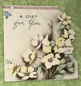 Vintage “A Gift For You” Small Floral Card - Made In USA - Picture 1 of 5
