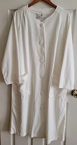 Vintage Lindsey Blake Intimate Terry Cloth Button Up Robe 3/4 Length White L NWT - Picture 1 of 18