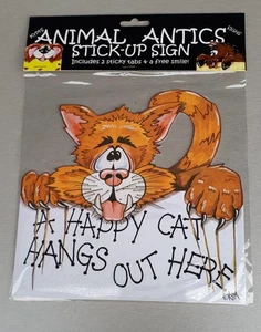 Animal Antics Stick up sign - A Happy Cat, ginger Cat, NEW - Picture 1 of 1