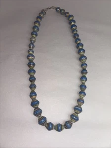 Vintage Teng YueClay Painted Beaded Necklace - Signed On Class Closure!! - Picture 1 of 15