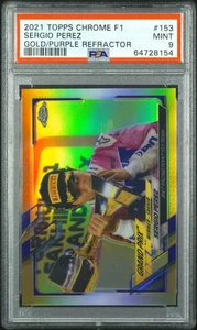 2021 Topps Chrome F1 Gold/Purple Refractor Sergio Perez #153 PSA 9 - Picture 1 of 2
