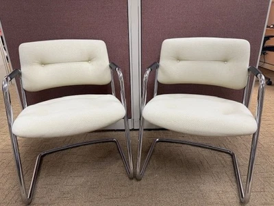 Cadeira STEELCASE CANTILEVER 1980s cromada modelo 421 482 meados do século moderna - Imagem 1 de 4