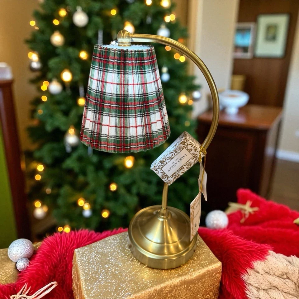 Ralph Lauren inspired Laura Ashley Red Plaid Shade  Touch Table Lamp Brass - Image 1 of 4
