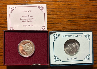 (2) 1982 George Washington Commemorative Silver 50 Cent Coins -No Reserve - Image 1 of 2