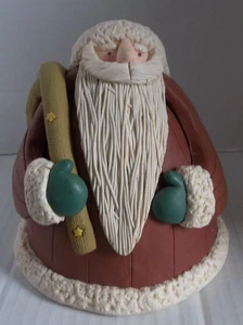 Statuina Babbo Natale Artigianale Argilla Polimero 6" Decorazione Natalizia Rustica Stile Arte Popolare - Foto 1 di 8