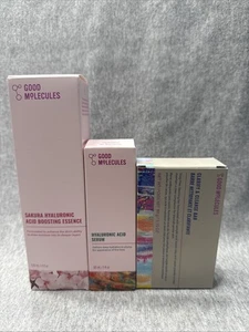 Set 3 Good Molecules Sakura Hyaluronic Acid Boosting Essence + Bar + Serum New - Picture 1 of 8