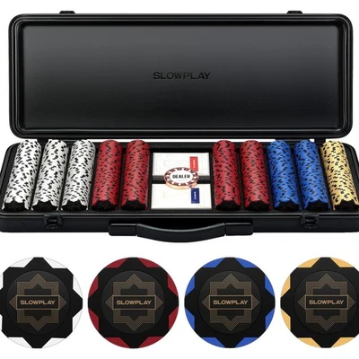 Nash Pokerset 500 Chips ohne Werte Profi Pokerchips aus Ton 14g inkl. Koffer - Bild 1 von 4