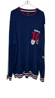 Sean John Men's Sweater Y2K Patches Crest Logo Crew Neck Cotton Navy XXL NWT - Image 1 of 4