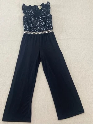 Macacão Monteau Feminino M Preto Bolinhas Sem Mangas Decote V Buraco na Fechadura Traseiro Casual - Imagem 1 de 4