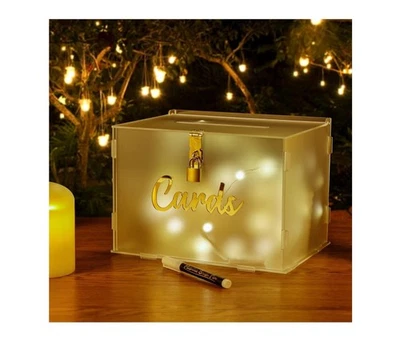 OurWarm матовый акрил свадебная карта коробка с замком, сделай сам подарочная карта коробка - Изображение 1 из 4