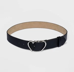 Women's Fable Double Heart Metal Buckle Belt - Wild Fable™ Black Size XS 28” New - Picture 1 of 3