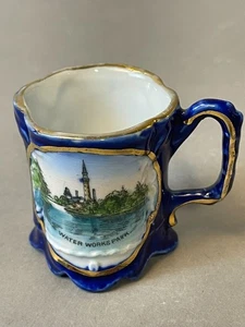 #66D Vtg Antique Water Works Park 1900s Germany Souvenir China Coffee Mug - Picture 1 of 9