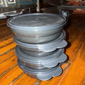 NEW Tupperware Imp Microwave Cereal Bowls Set 4 Black with Seals - Picture 1 of 7