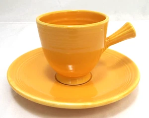Vintage Fiesta Homer Laughlin HLC Demitasse Cup & Saucer Yellow Stick Handle USA - Picture 1 of 15