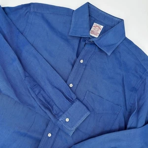Brooks Brothers Mens Button Down Dress Shirt Blue Long Sleeve Cotton 15.5 34 - Picture 1 of 7