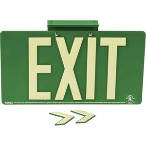 Brady Glo UL 924 Listed Exit Sign Bradyglo Green 8" X 15" New 145473 B-401 - Picture 1 of 3