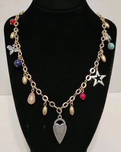 Chico's Beaded Charm Necklace Chain 40" Heart Lady Bug Star Bee Multi-Color - Picture 1 of 8