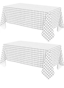 2 confezioni tovaglia PVC bianca a scacchi 140 x 200 cm copritavolo rettangolare plastica - Foto 1 di 7