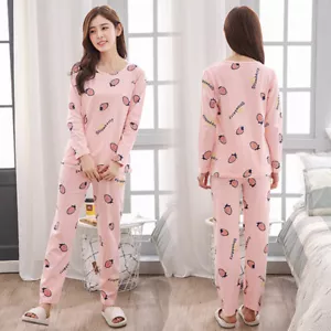 Womens Ladies Long Sleeve Top Lounge Wear Nightwear Pajamas Pyjamas pjs Set NEW - Picture 1 of 20