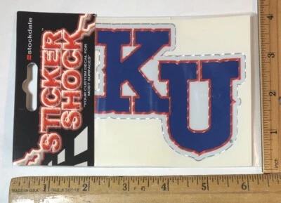 Kansas Jayhawks Azul KU Logo Prisma Calcomanía Adhesiva NCAA Fútbol Universitario Foto 1 de 2