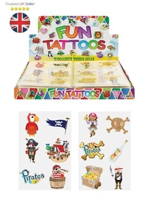 66 PIRATE TEMPORARY TATTOOS Assorted Design Party Bag Filler Loot Girls Boys - Picture 1 of 2