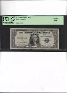SILVER CERTIFICATE FR . 1613W 1935D $1 WIDE VERY GOOD 10 - Picture 1 of 2