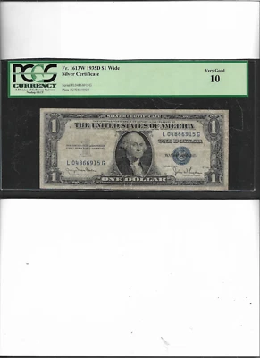 SILVER CERTIFICATE FR . 1613W 1935D $1 WIDE  VERY GOOD 10 - Image 1 of 2