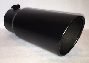 FORD POWERSTROKE 5” IN x 6” OUT x 15”L FLAT BLACK DIESEL EXHAUST TIP - Picture 1 of 4