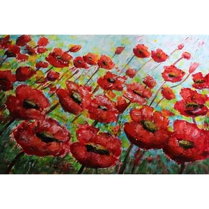 California Red Poppies Original Oil Flowers Impressionist Painting - Picture 1 of 8
