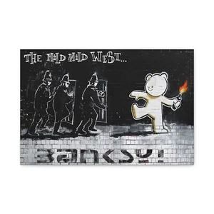 Banksy Mild Mild West Bear Molotov Canvas Wall Art Street Art Print - Picture 1 of 17