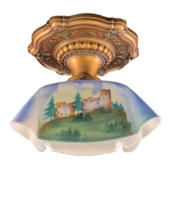 1920-30s cast metal flush mount fixture - Picture 1 of 13