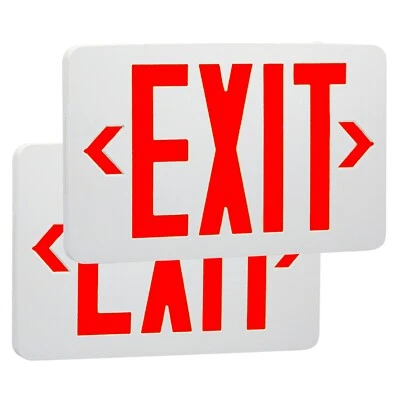 PACK DE 2 LETREROS DE LUZ DE SALIDA DE EMERGENCIA LED - Respaldo de batería letra roja doble cara Foto 1 de 4