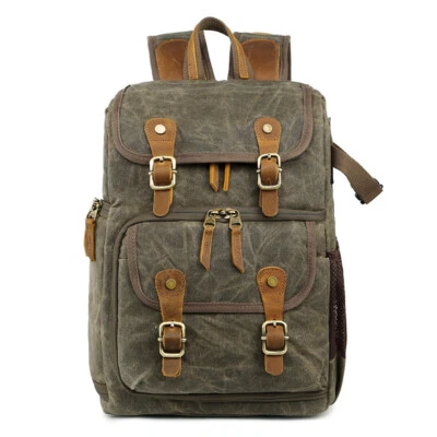 Waterproof Canvas DSLR SLR Camera Backpack Bag Laptop Case For Canon Nikon Sony - Image 1 of 4