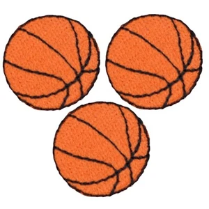 Mini Basketball Applique Patch - Sports Ball Athletic Team Badge 7/8" 3-Pack - Picture 1 of 1