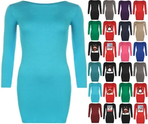 Womens Long Sleeve Bodycon Short Mini Dress Womens Top - Picture 1 of 24