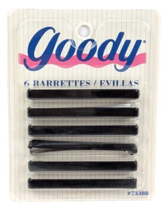 Goody Stay Tight Clasp 6 Barrettes 1995 Black 2.5” #73388 USA Vintage NOS - Picture 1 of 2