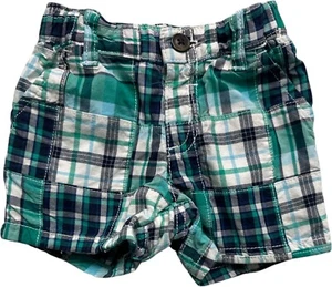 Gymboree "Lakeside Stroll" blau grün weiß Madras kariert Patchwork Shorts, 3-6 m - Bild 1 von 2